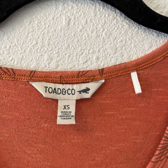 Toad & Co Midi Dress Size XS Samba Paseo Tencel Organic Cotton Burnt Orange Palm - Picture 2 of 16